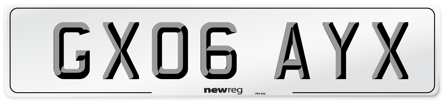 GX06 AYX Number Plate from New Reg